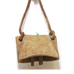 Dzwonek pasterski drewniany Vintage na sznurze 12x20cm